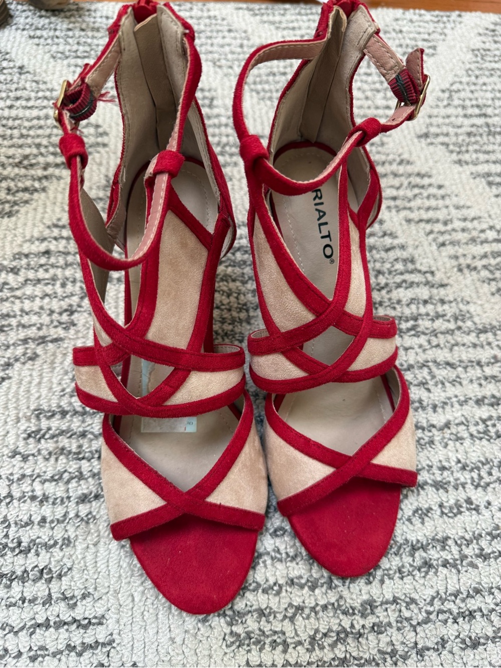 Rialto Red and Beige Strappy Heels